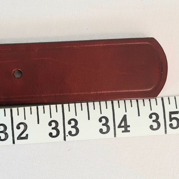 Liz Claiborne Top Grain Oil Tan Leather Belt 34 Unisex Waist Walnut Brown - Picture 12 of 14
